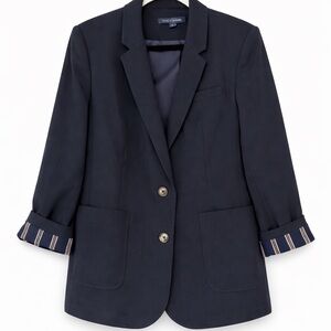 Tommy Hilfiger Navy Blazer with Striped Cuffs